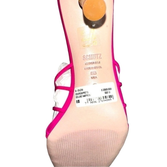 Schutz Dileni Bamboo Heel Sandals Pink 8 B - Picture 6 of 9